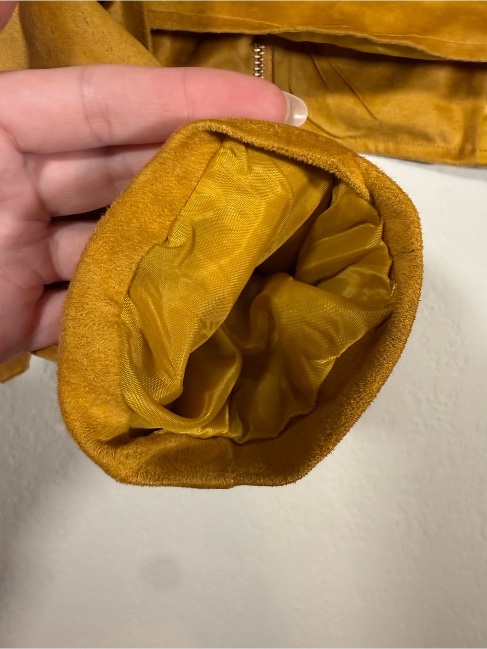Women’s Mustard Yellow Moto Jacket Suede Large - Picture 9 of 10